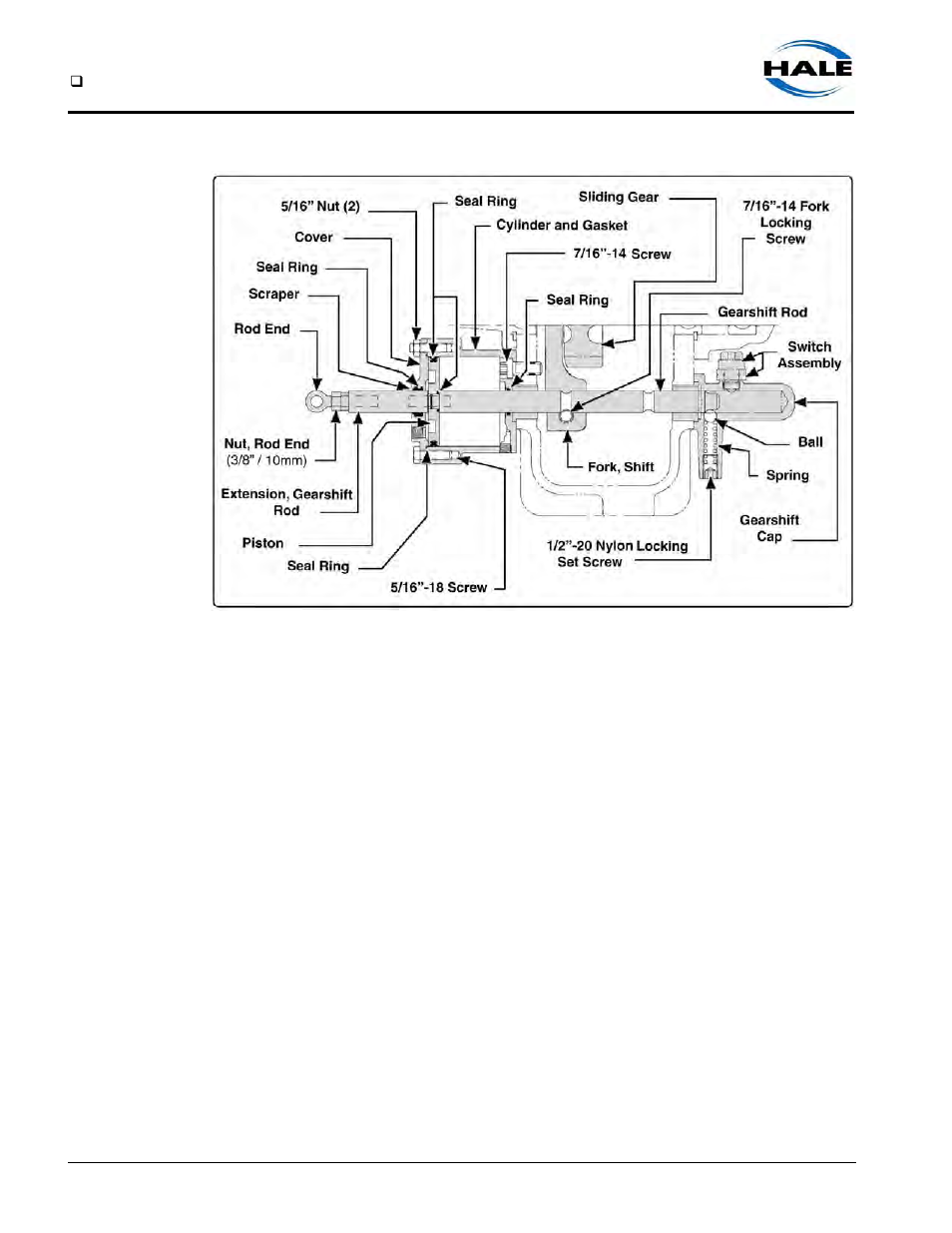 Figure 9-3: power gearshift assembly, Sliding gear and fork | Hale Q Series Muscle User Manual | Page 152 / 302