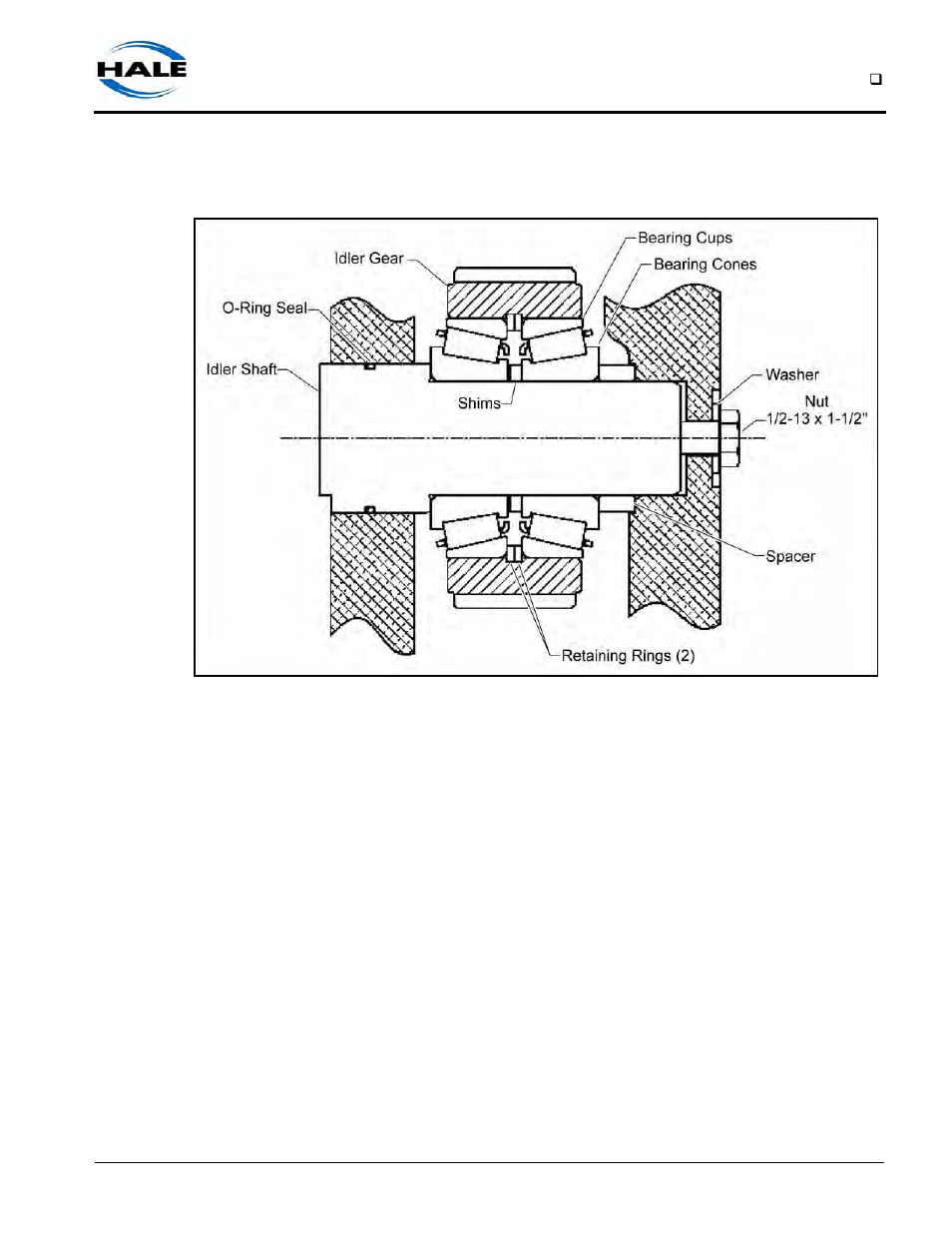 Idler shaft, Figure 9-12: idler shaft assembly, Removal | Hale Q Series Muscle User Manual | Page 171 / 302