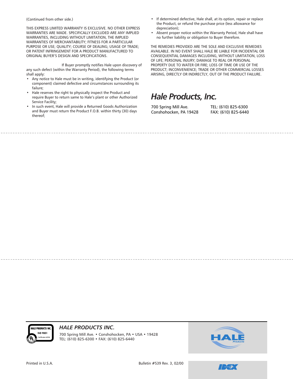 Hale products, inc, Hale products inc | Hale DSD User Manual | Page 54 / 84