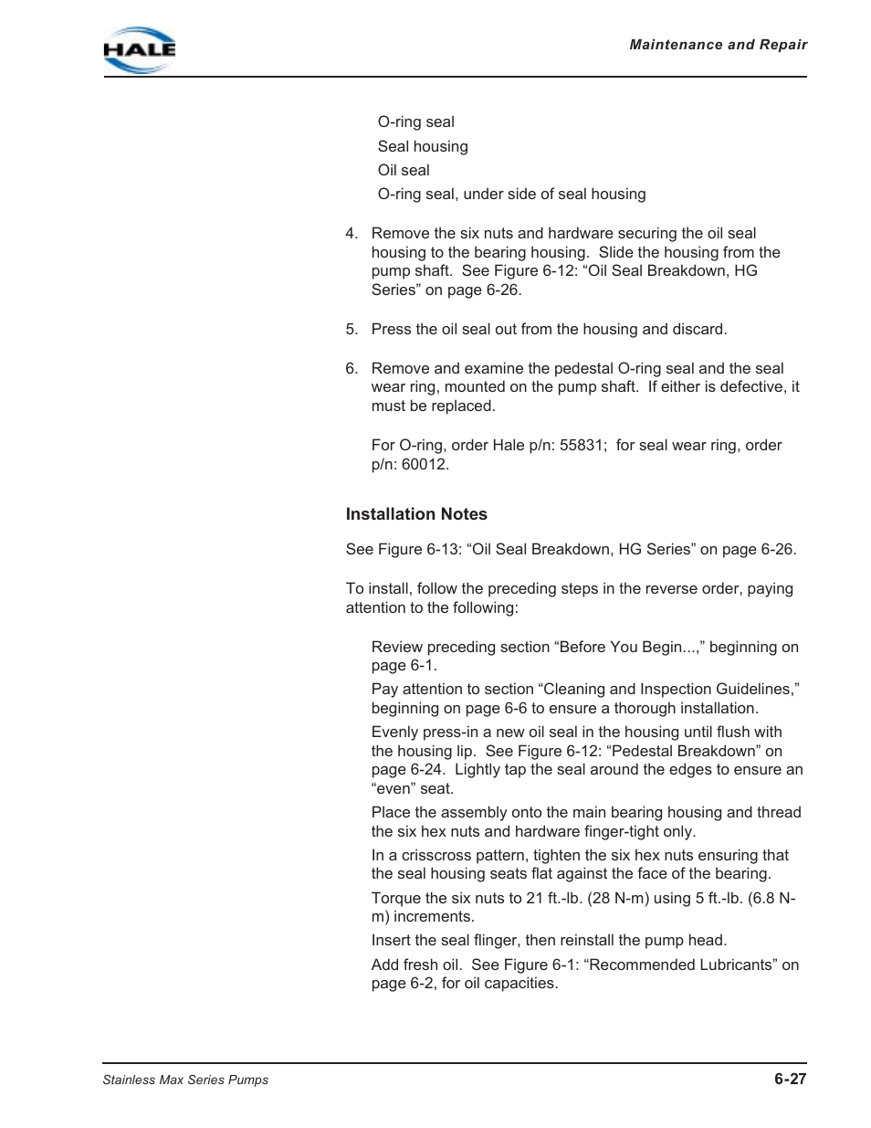 Installation notes | Hale SMR User Manual | Page 105 / 136