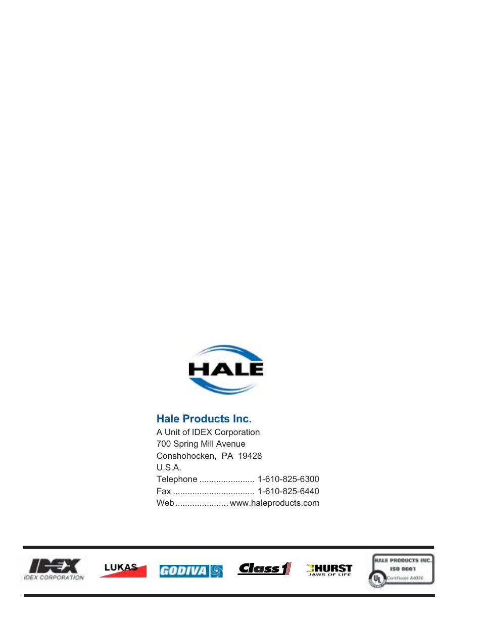 Hale information, Hale products inc | Hale SMR User Manual | Page 130 / 136