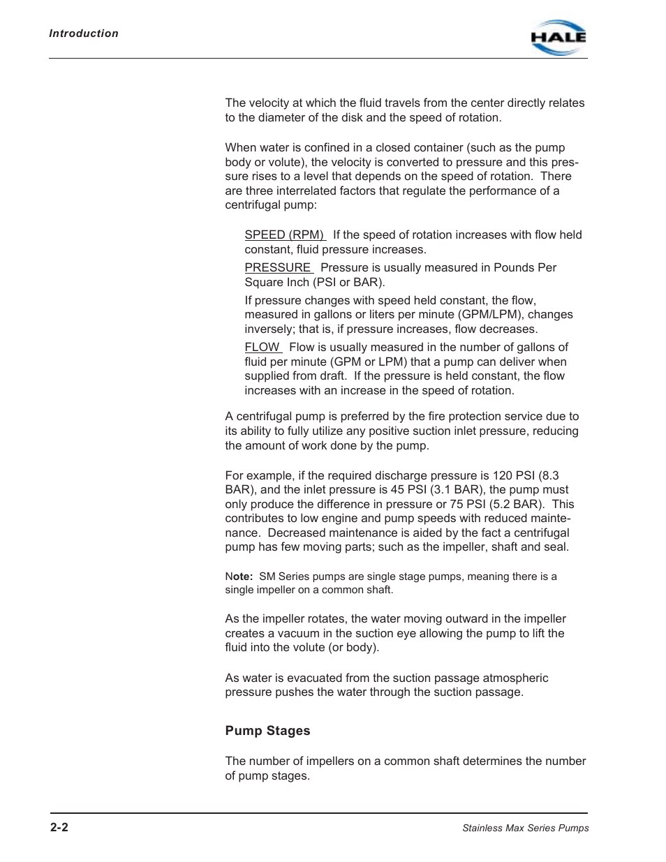 Pump stages | Hale SMR User Manual | Page 16 / 136