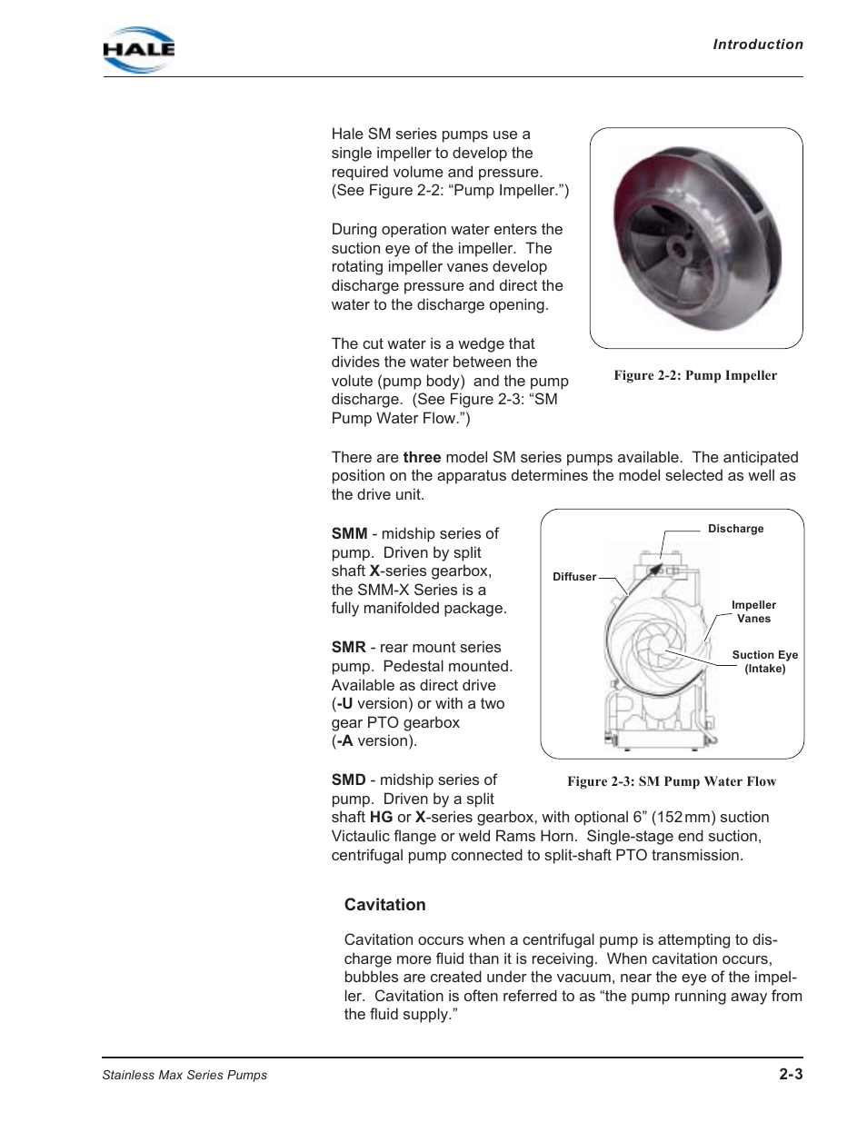 Figure 2-3: sm pump water flow, Cavitation | Hale SMR User Manual | Page 17 / 136