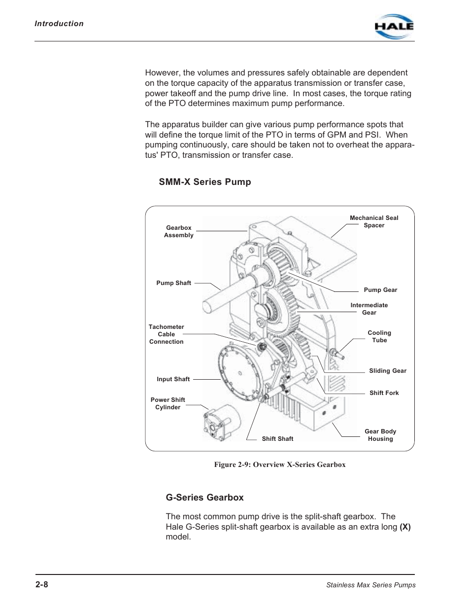 Smm-x series pump, Figure 2-9: overview x-series gearbox, G-series gearbox | Smm-x series pump g-series gearbox | Hale SMR User Manual | Page 22 / 136