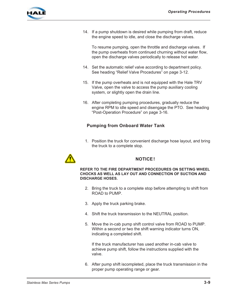 Pumping from onboard water tank | Hale SMR User Manual | Page 43 / 136