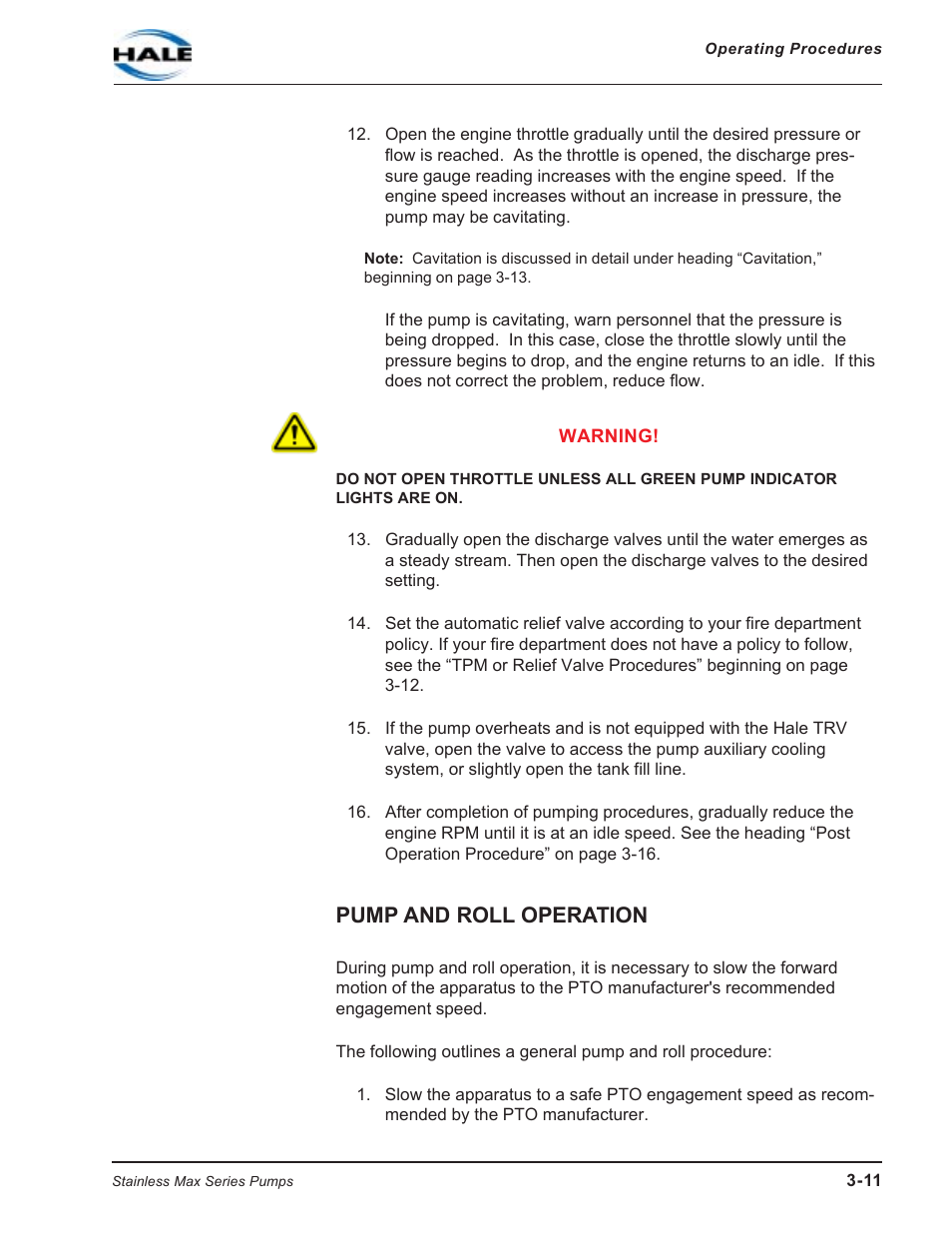 Pump and roll operation | Hale SMR User Manual | Page 45 / 136