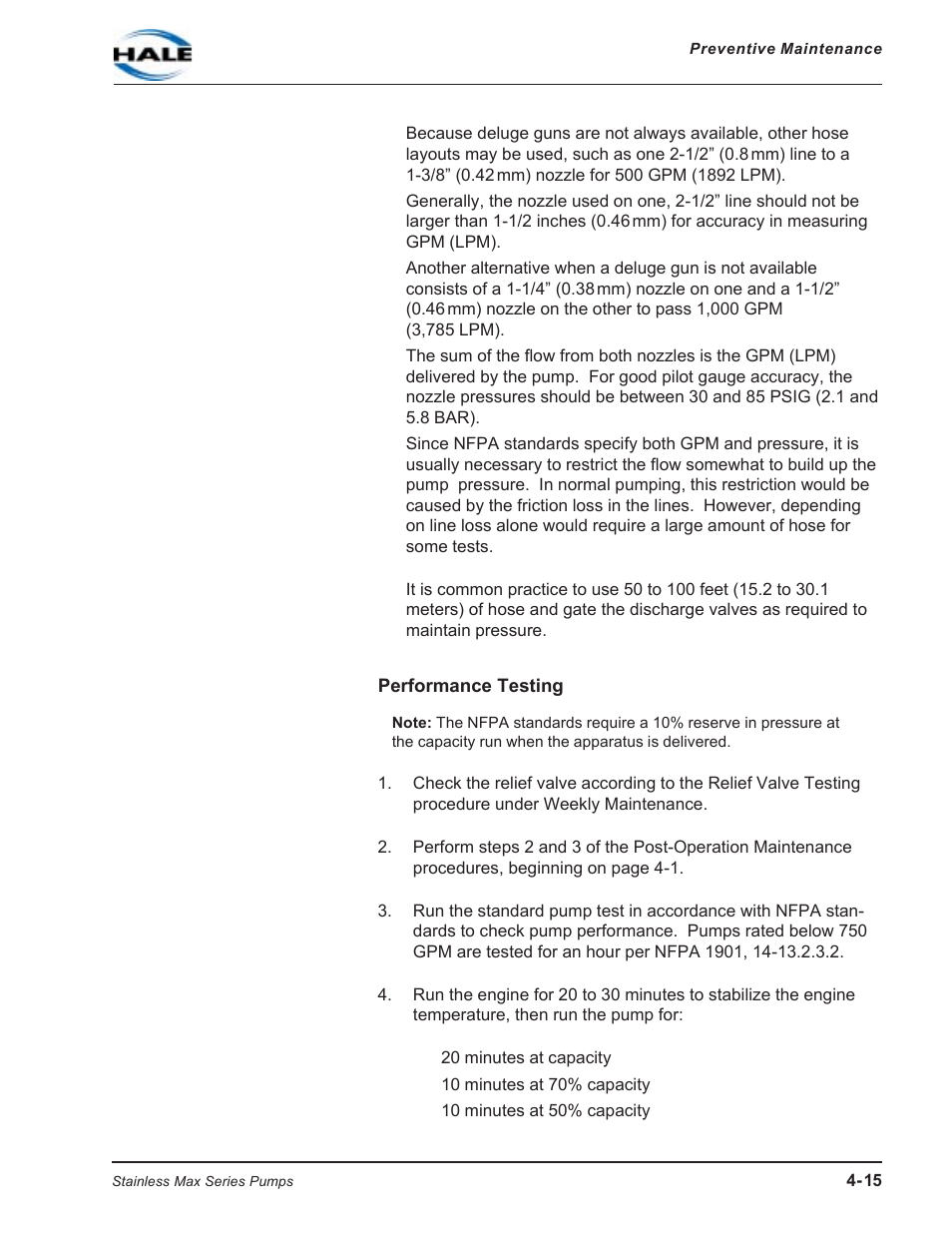 Performance testing | Hale SMR User Manual | Page 67 / 136