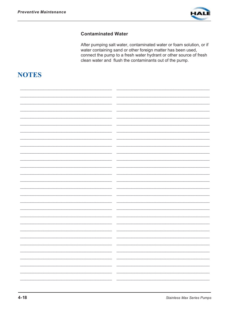 Contaminated water | Hale SMR User Manual | Page 70 / 136