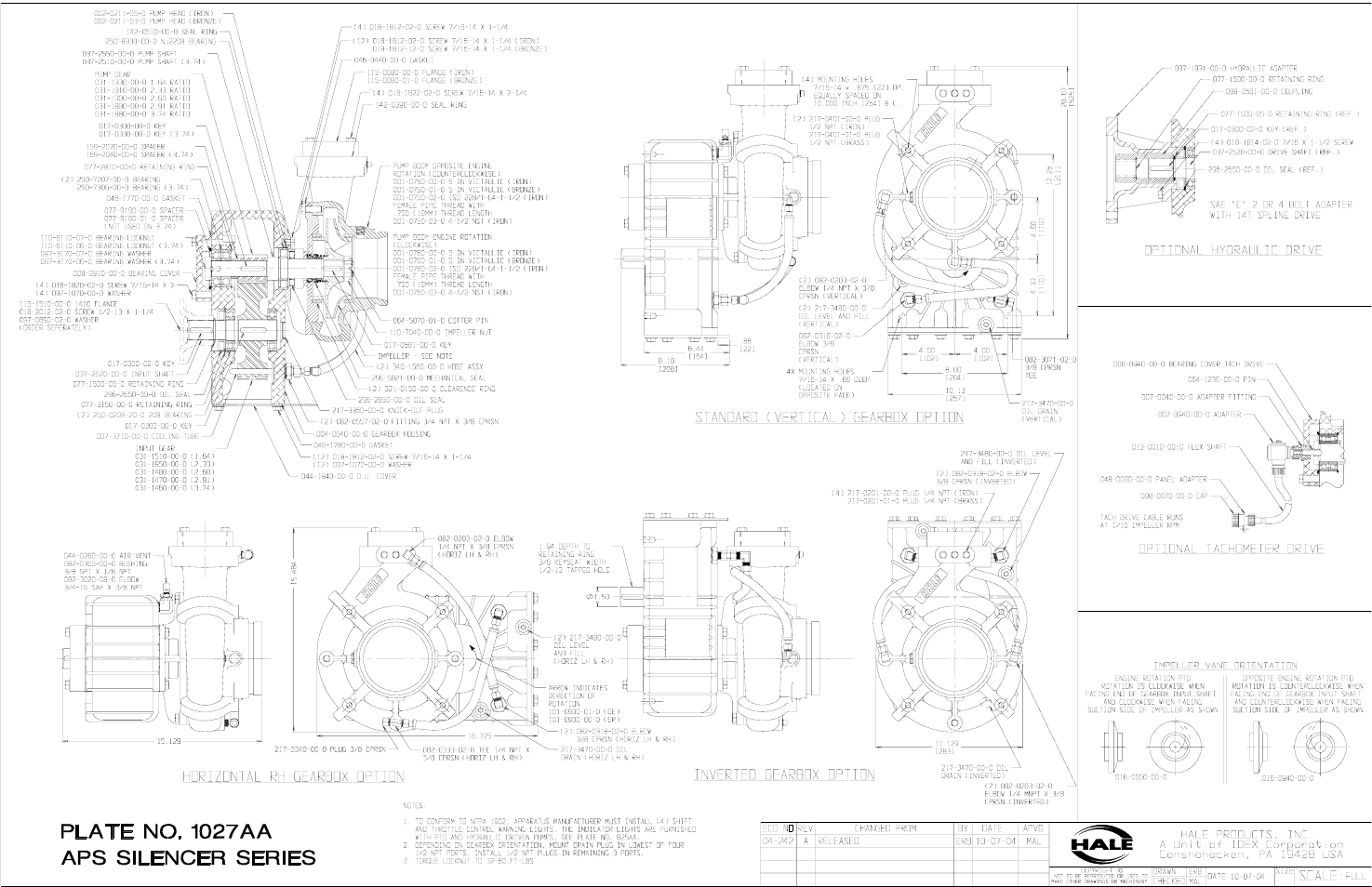 Aps installation & identification, plate # 1027a | Hale MBP Booster User Manual | Page 108 / 116