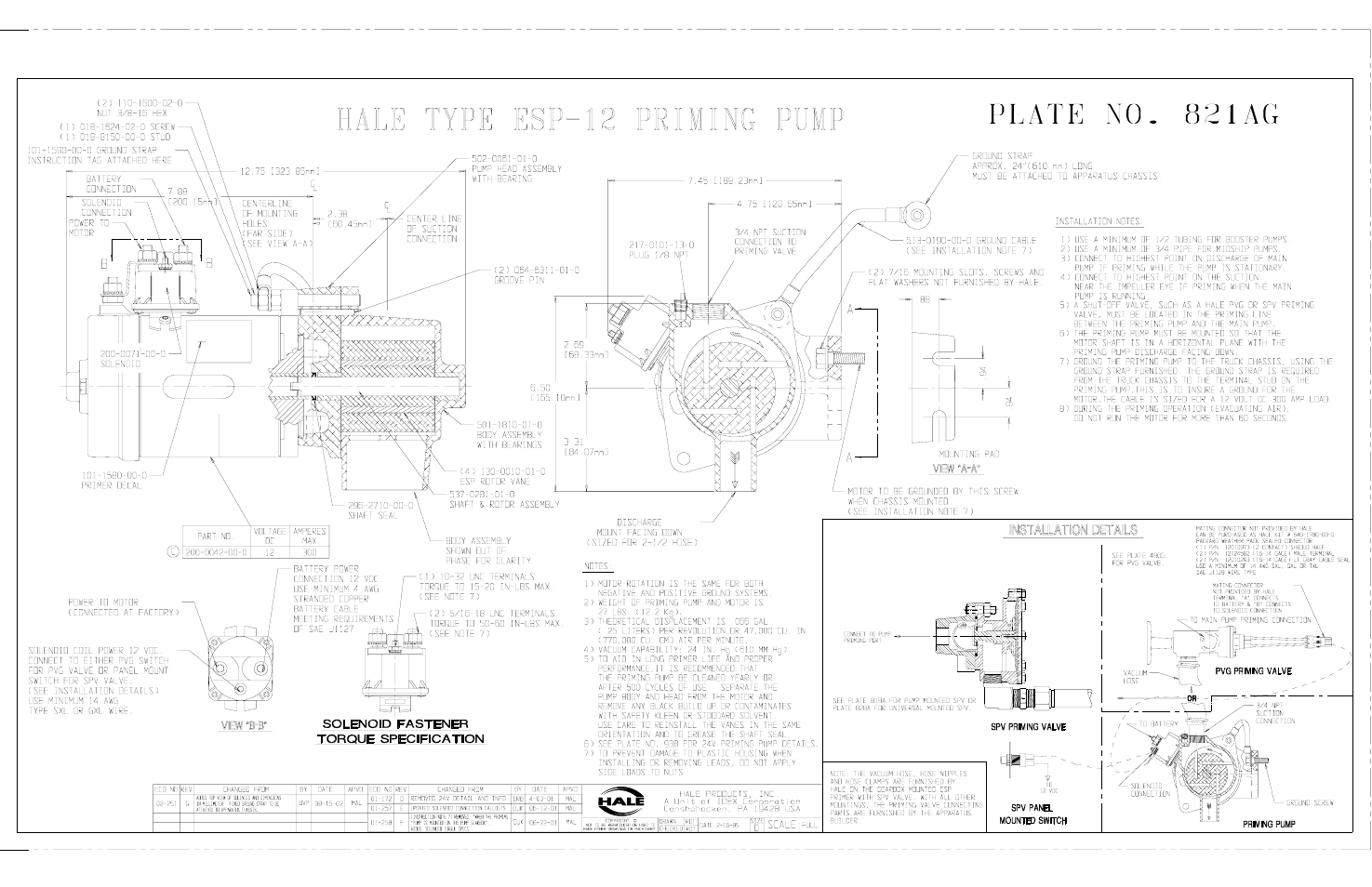 Esp priming pump, plate # 821a | Hale MBP Booster User Manual | Page 111 / 116