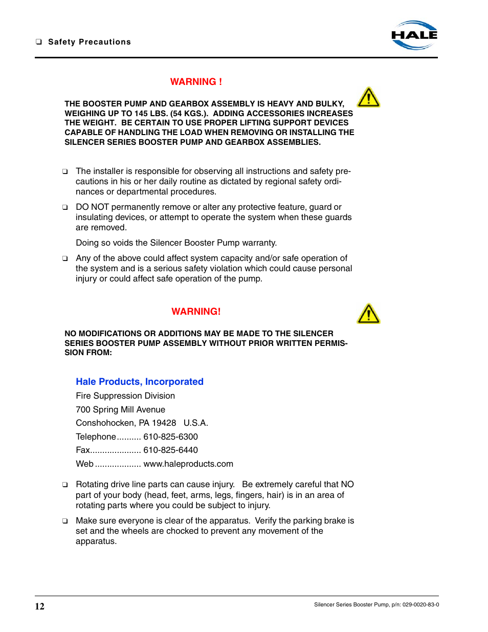 Hale MBP Booster User Manual | Page 13 / 116