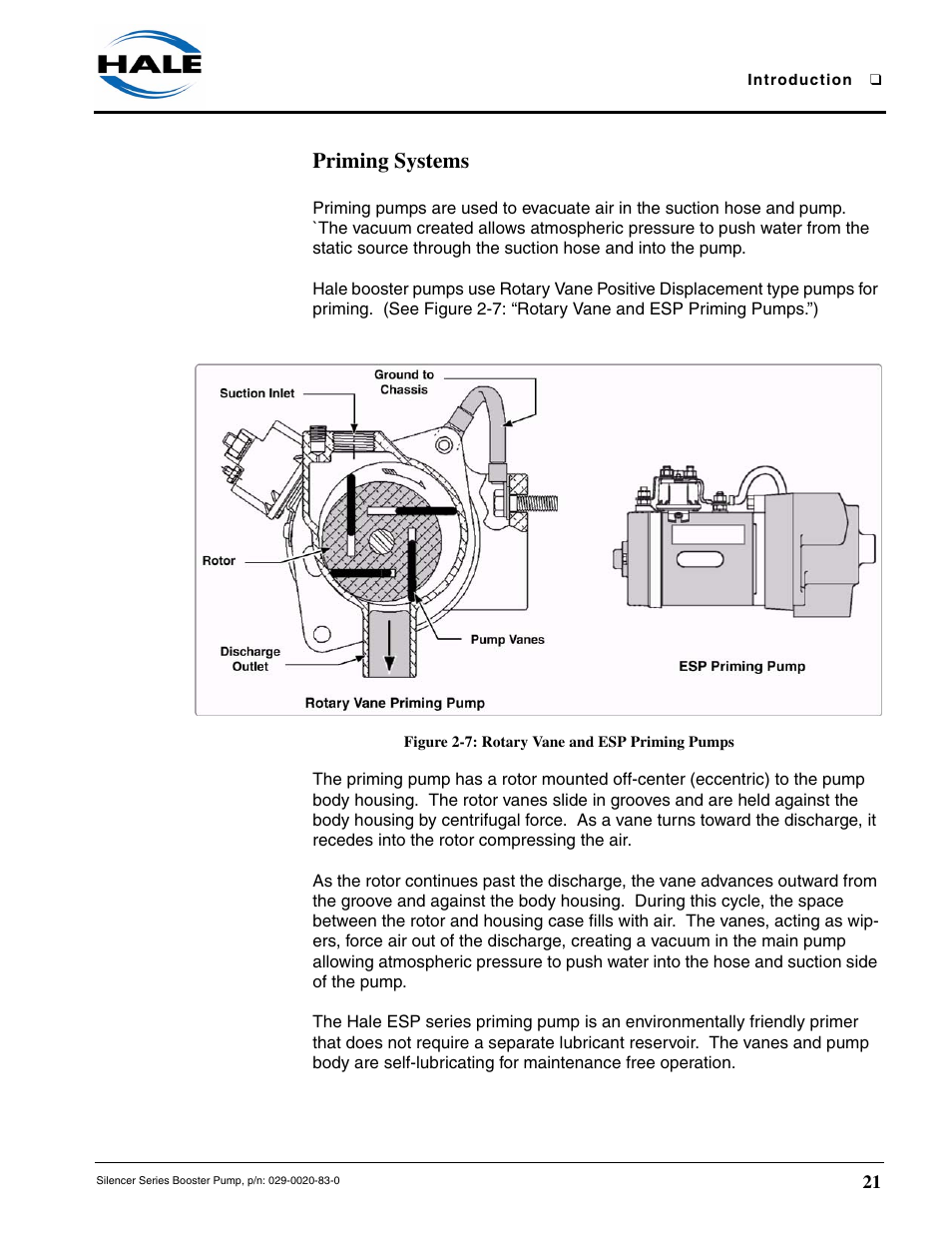 Priming systems, Figure 2-7: rotary vane and esp priming pumps | Hale MBP Booster User Manual | Page 22 / 116