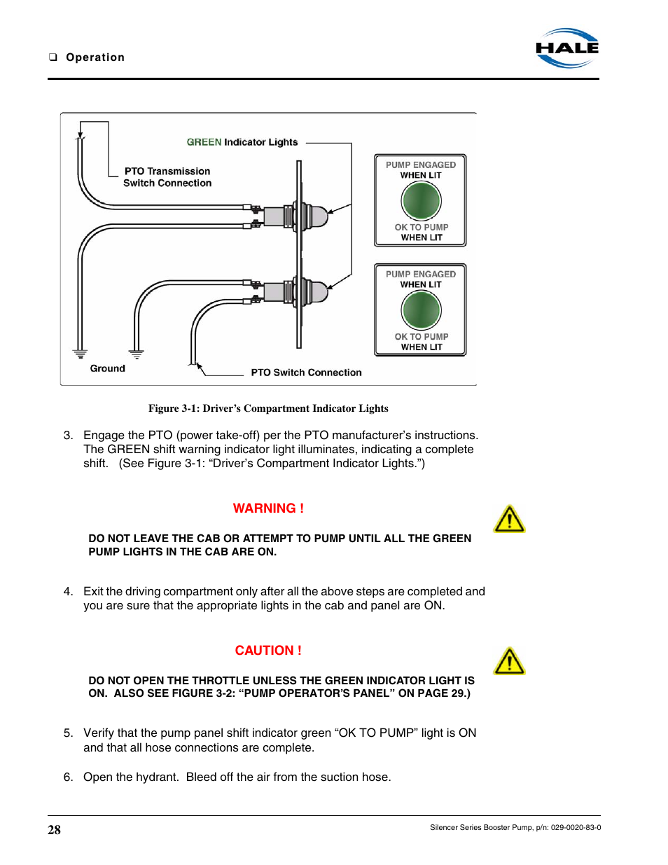 Figure 3-1: driver’s compartment indicator lights | Hale MBP Booster User Manual | Page 29 / 116