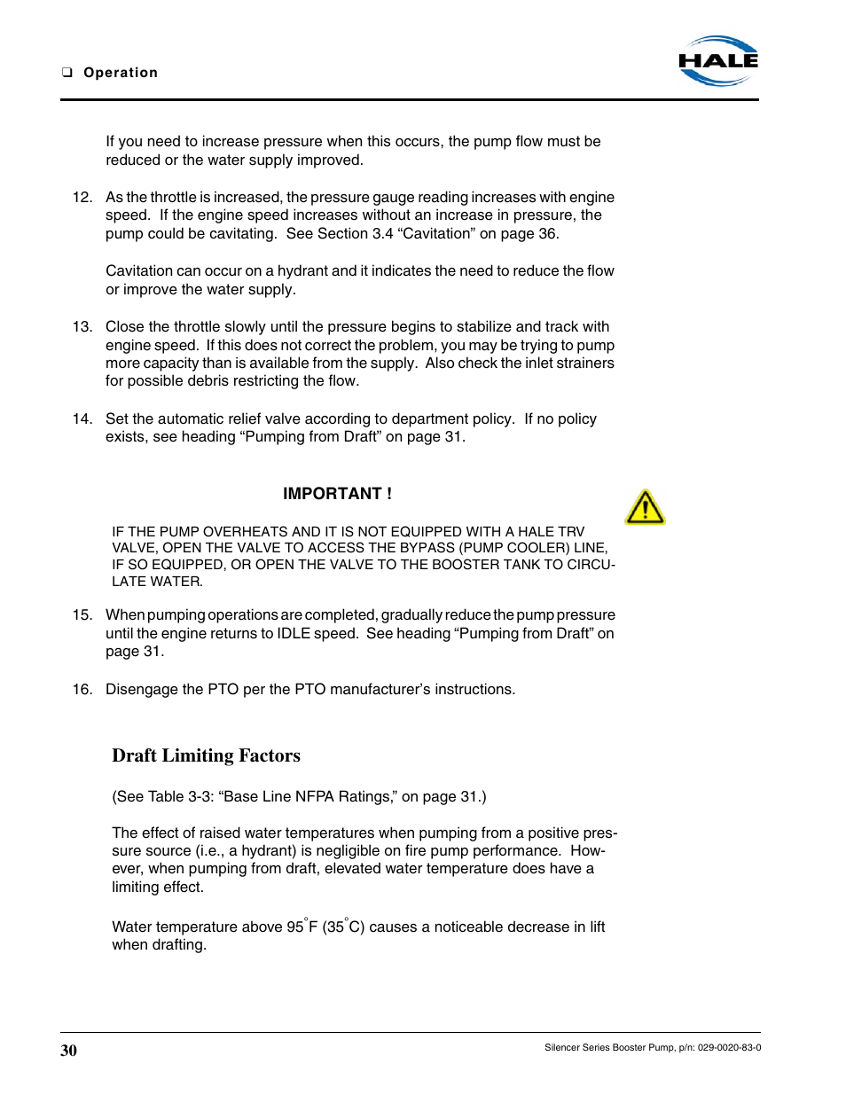 Draft limiting factors | Hale MBP Booster User Manual | Page 31 / 116