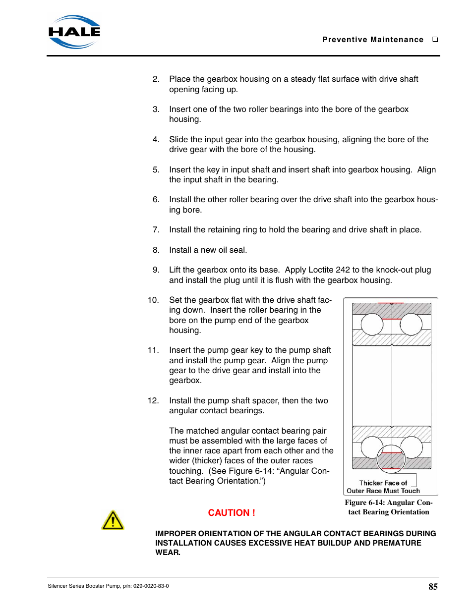 Figure 6-14: angular contact bearing orientation | Hale MBP Booster User Manual | Page 86 / 116