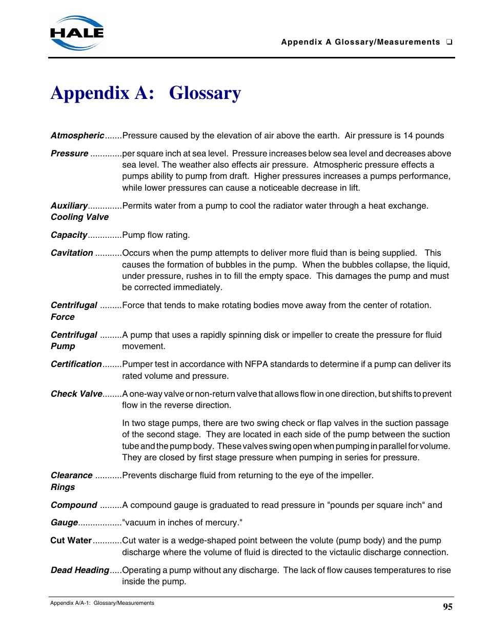 Appendix a: glossary | Hale MBP Booster User Manual | Page 96 / 116