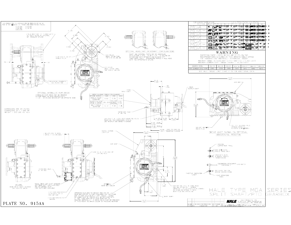 Plate 915aa, mga gearbox | Hale Rear Mount User Manual | Page 23 / 34