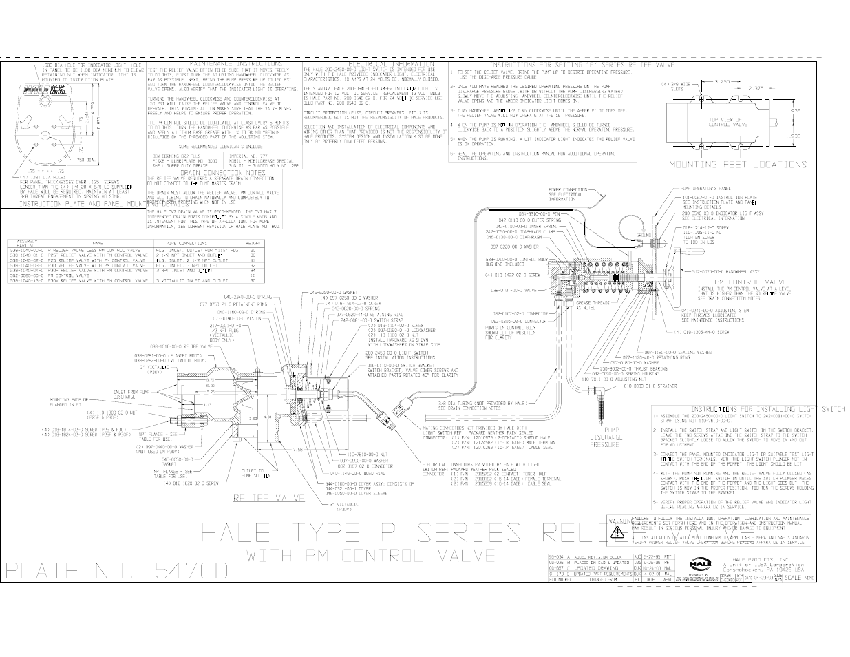 Plate 547cd, p series relief valve | Hale Rear Mount User Manual | Page 25 / 34