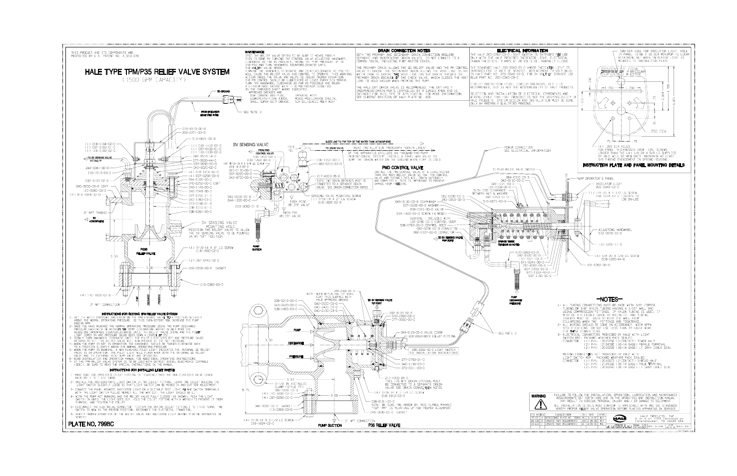 Plate 799bc, tpm relief valve | Hale Rear Mount User Manual | Page 33 / 34