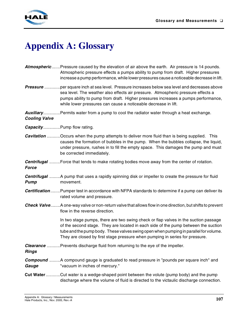 Appendix a: glossary | Hale RSD User Manual | Page 107 / 150