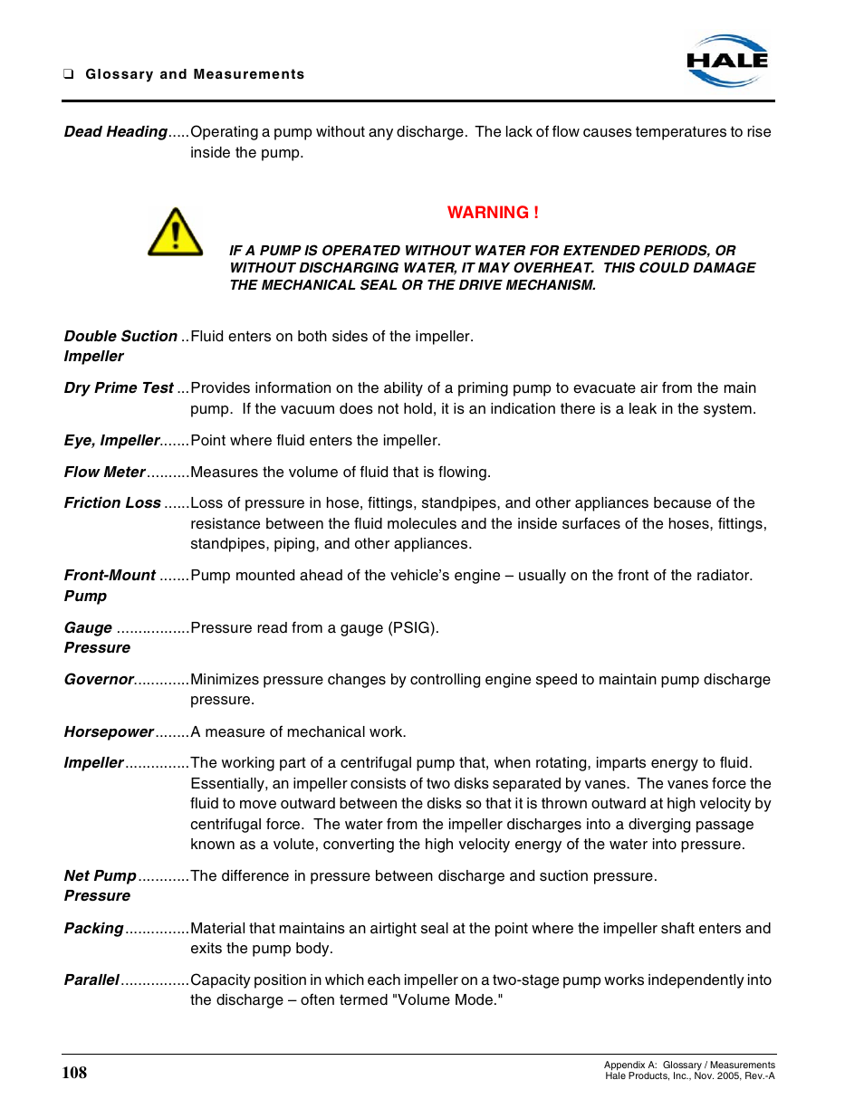 Hale RSD User Manual | Page 108 / 150