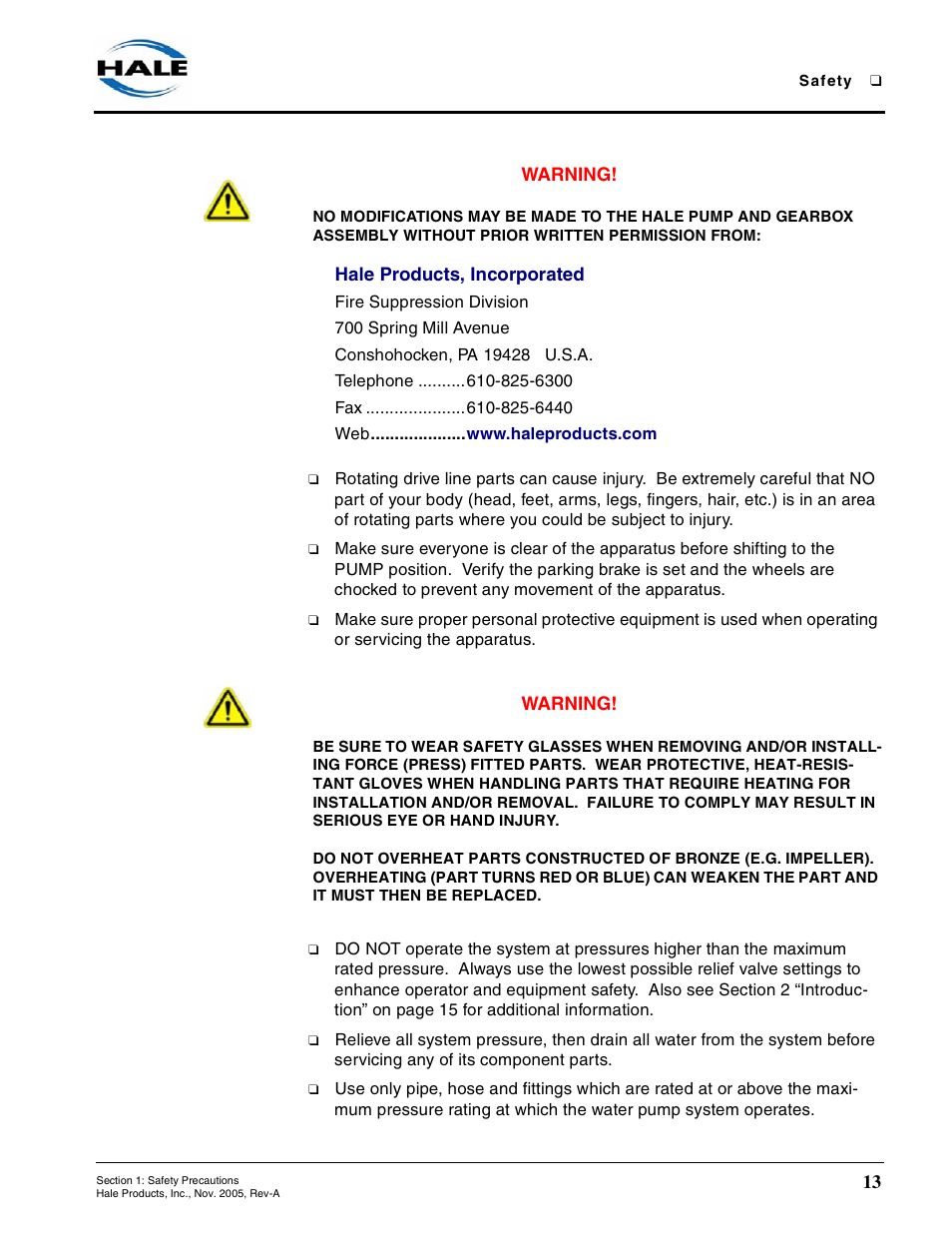 Hale RSD User Manual | Page 13 / 150