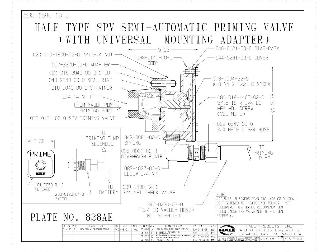 Spv priming valve - option a | Hale RSD User Manual | Page 145 / 150