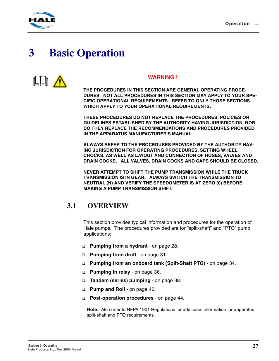 3 basic operation, 1 overview, Basic operation | Overview, 3basic operation | Hale RSD User Manual | Page 27 / 150