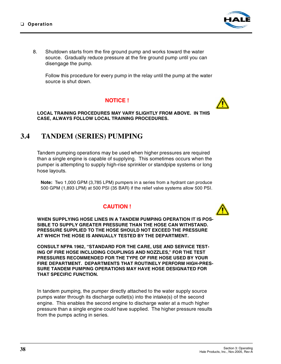 4 tandem (series) pumping, Tandem (series) pumping | Hale RSD User Manual | Page 38 / 150