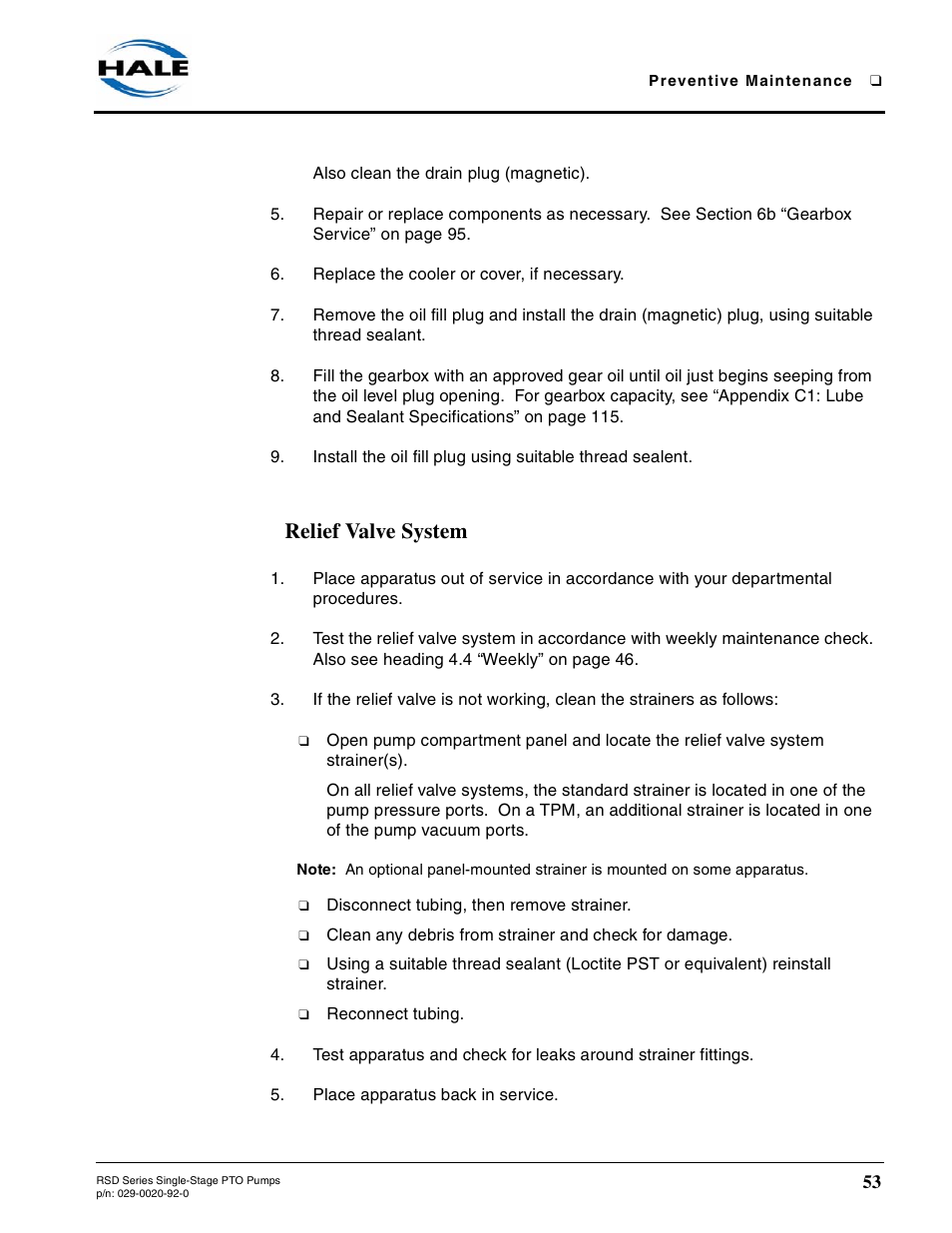 Relief valve system | Hale RSD User Manual | Page 53 / 150