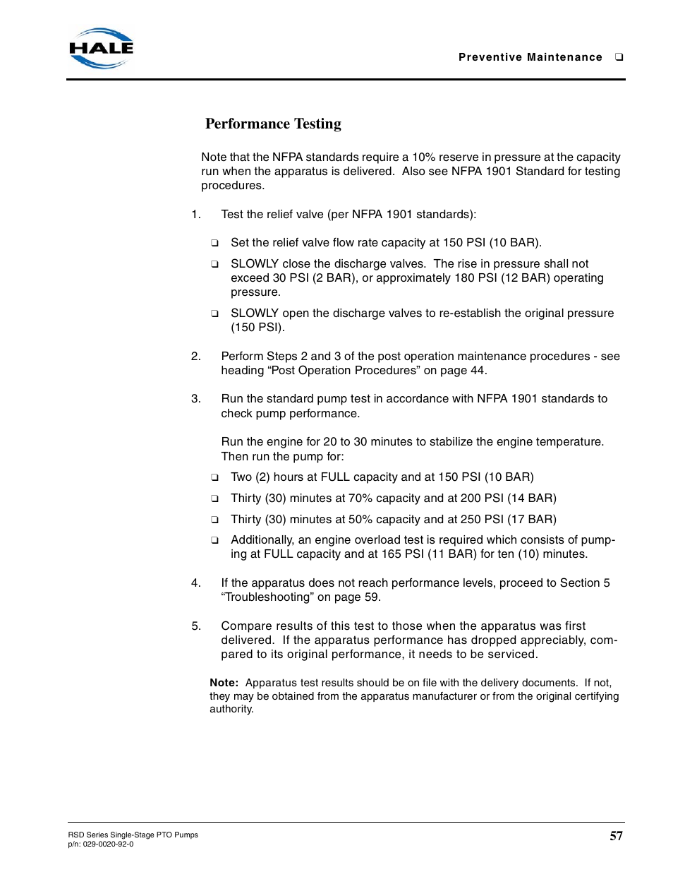 Performance testing | Hale RSD User Manual | Page 57 / 150