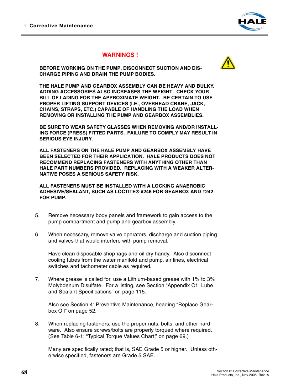 Hale RSD User Manual | Page 68 / 150
