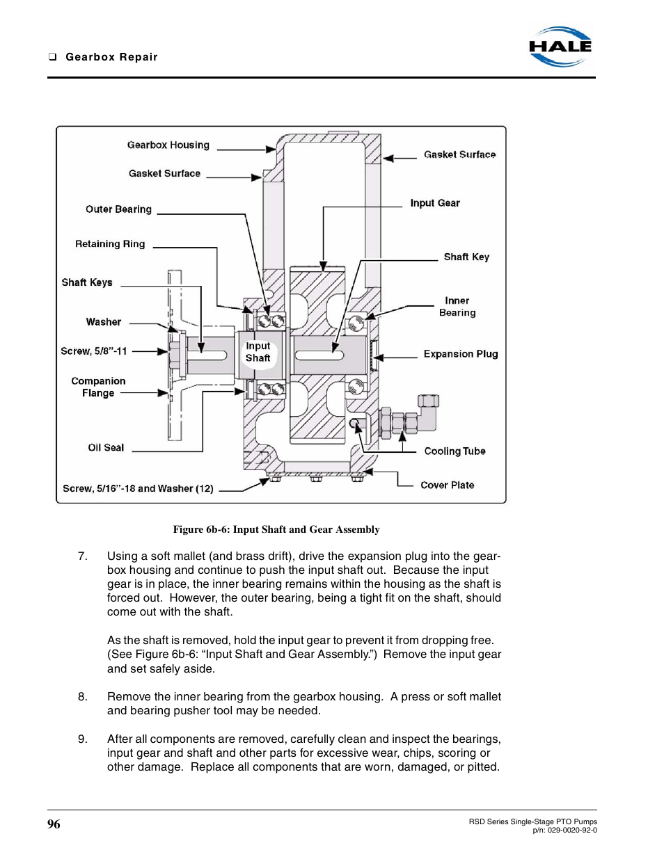 Figure 6b-6: input shaft and gear assembly | Hale RSD User Manual | Page 96 / 150