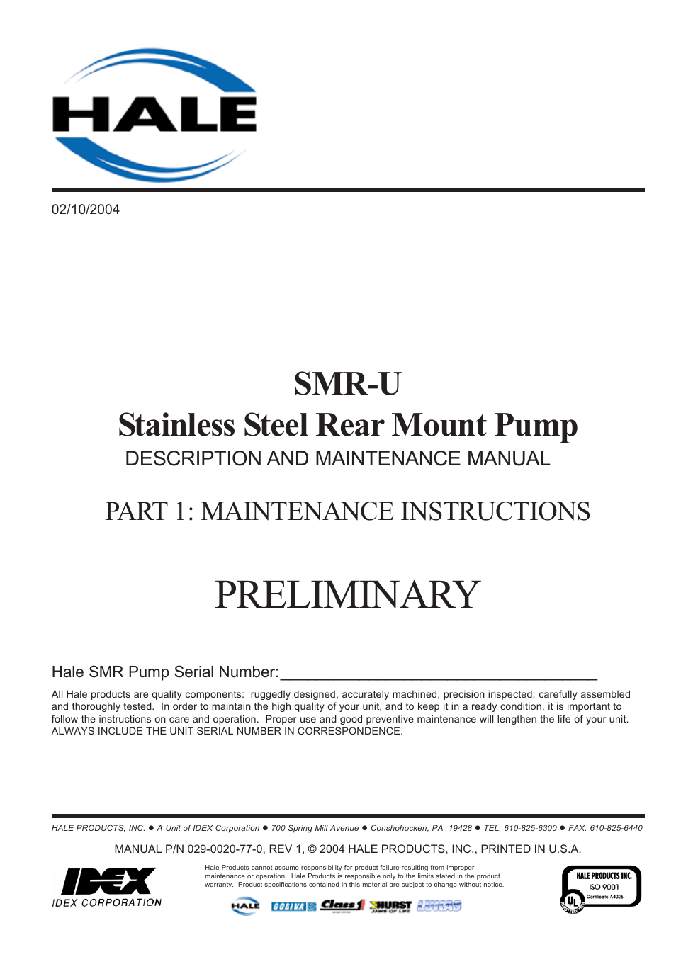 Hale SMR User Manual | 32 pages