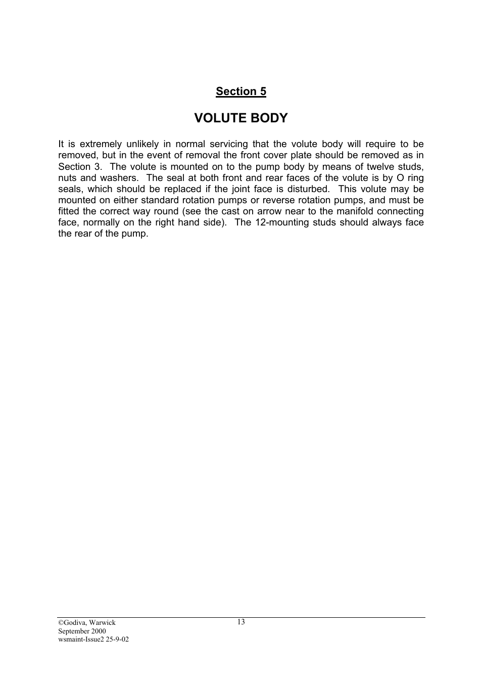 Section 5, Volute body | Hale SMR User Manual | Page 13 / 32