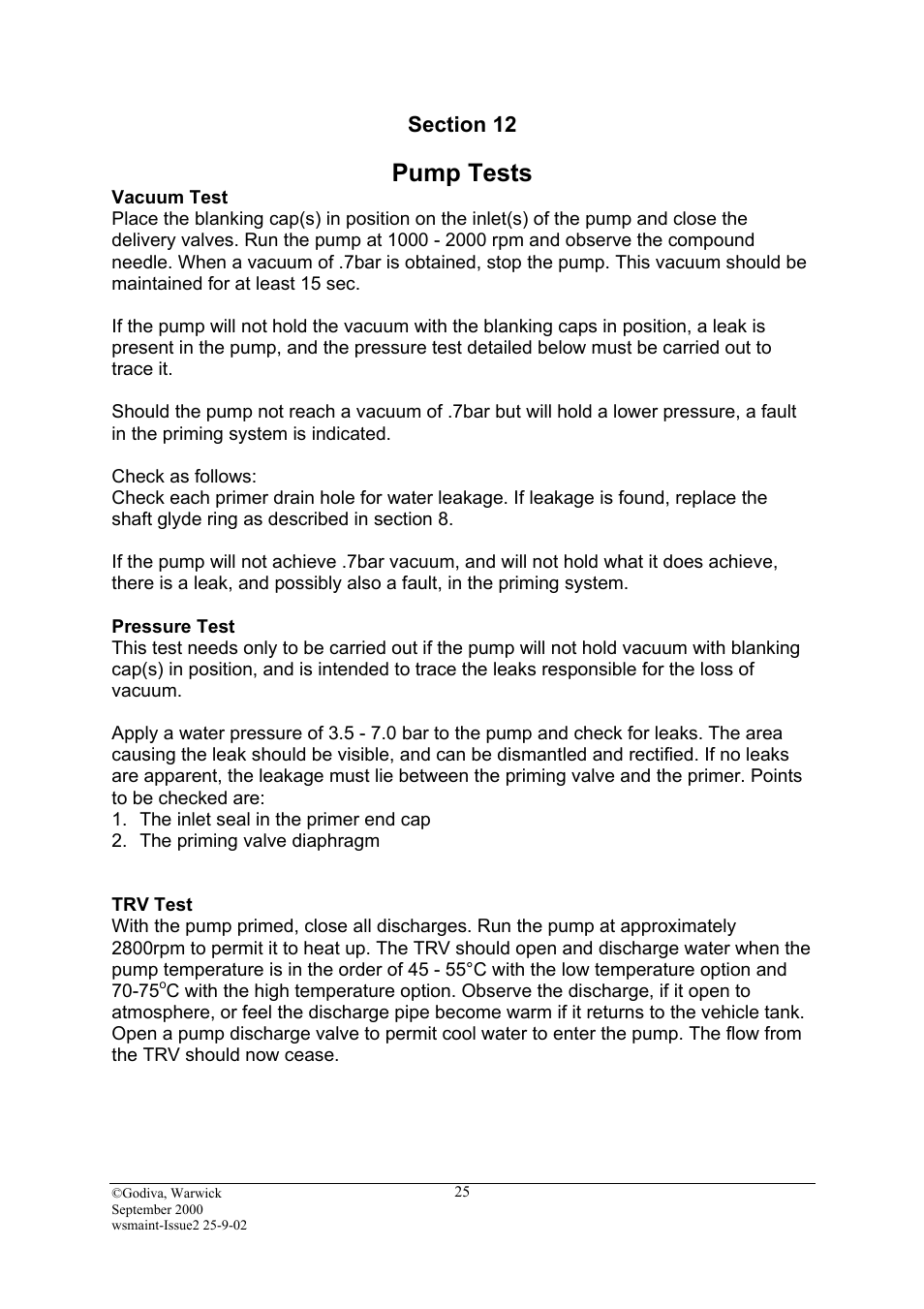 Pump tests | Hale SMR User Manual | Page 25 / 32