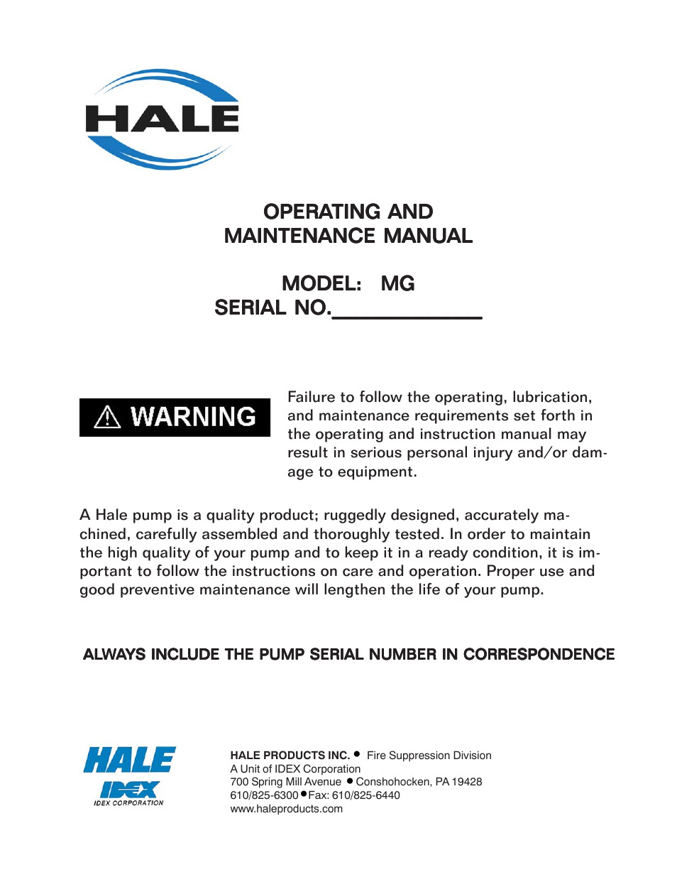 Hale MG User Manual | 162 pages