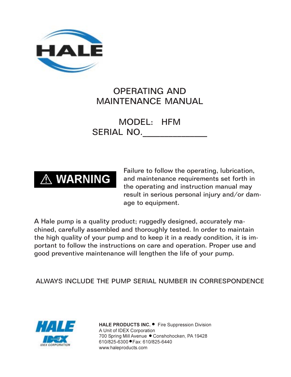 Hale HFM User Manual | 42 pages