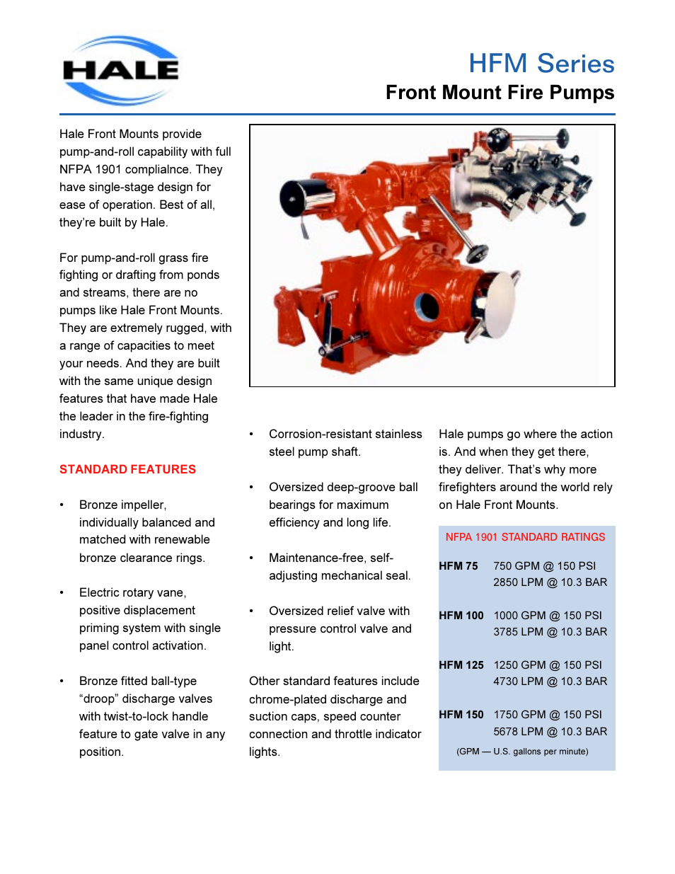 Hfm series, Front mount fire pumps | Hale HFM User Manual | Page 5 / 42