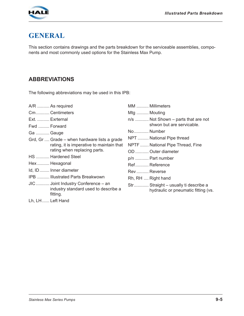 Abbreviations -5, General | Hale SMD User Manual | Page 5 / 42