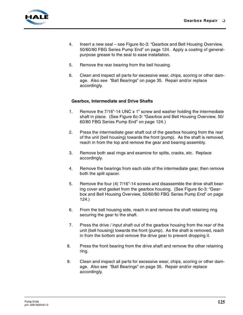 Gearbox, intermediate and drive shafts | Hale 80FC User Manual | Page 125 / 190
