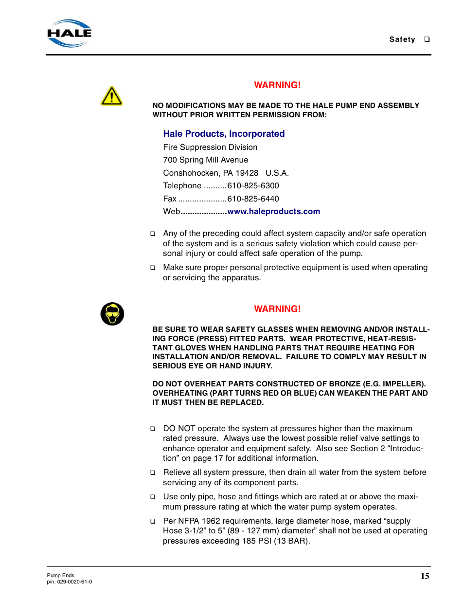 Hale 80FC User Manual | Page 15 / 190