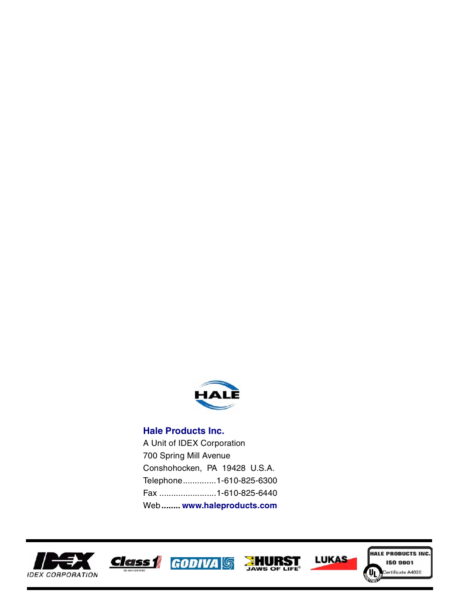 Hale products, inc, Exit | Hale 80FC User Manual | Page 150 / 190