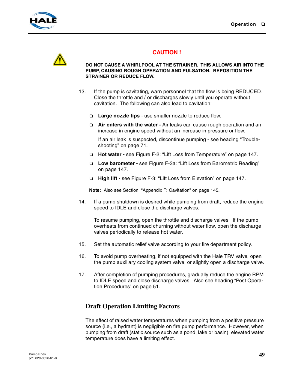 Draft operation limiting factors | Hale 80FC User Manual | Page 49 / 190
