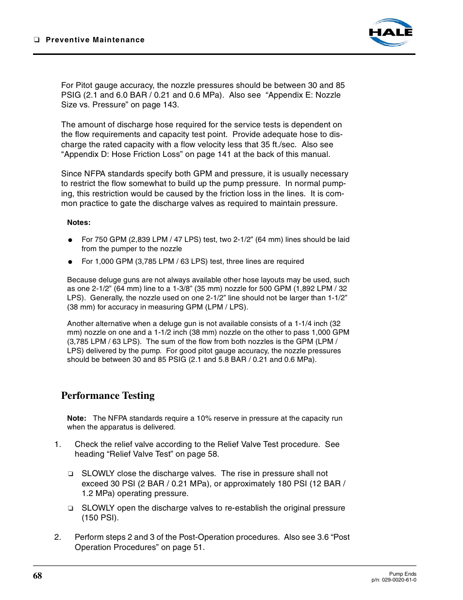 Performance testing | Hale 80FC User Manual | Page 68 / 190