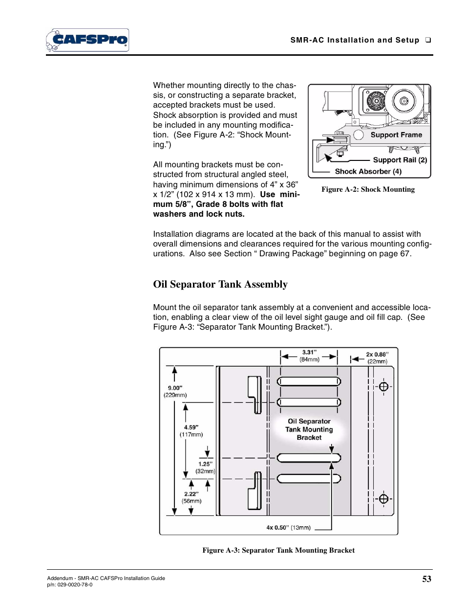 Figure a-2: shock mounting, Oil separator tank assembly, Figure a-3: separator tank mounting bracket | Hale SMR-U User Manual | Page 39 / 46