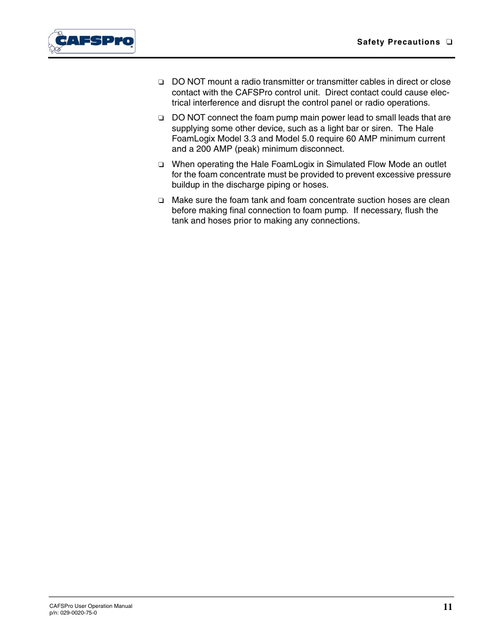 Hale CAFSPro User Manual | Page 11 / 72