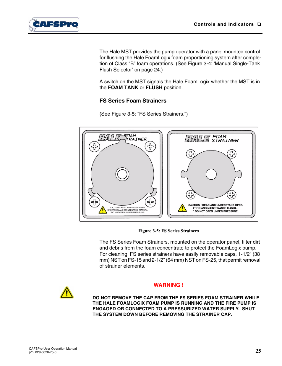 Fs series foam strainers, Figure 3-5: fs series strainers | Hale CAFSPro User Manual | Page 25 / 72