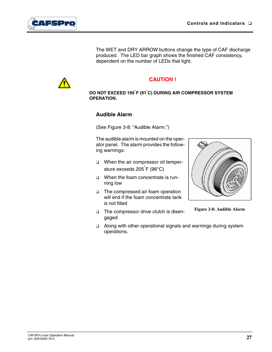 Audible alarm, Figure 3-8: audible alarm | Hale CAFSPro User Manual | Page 27 / 72