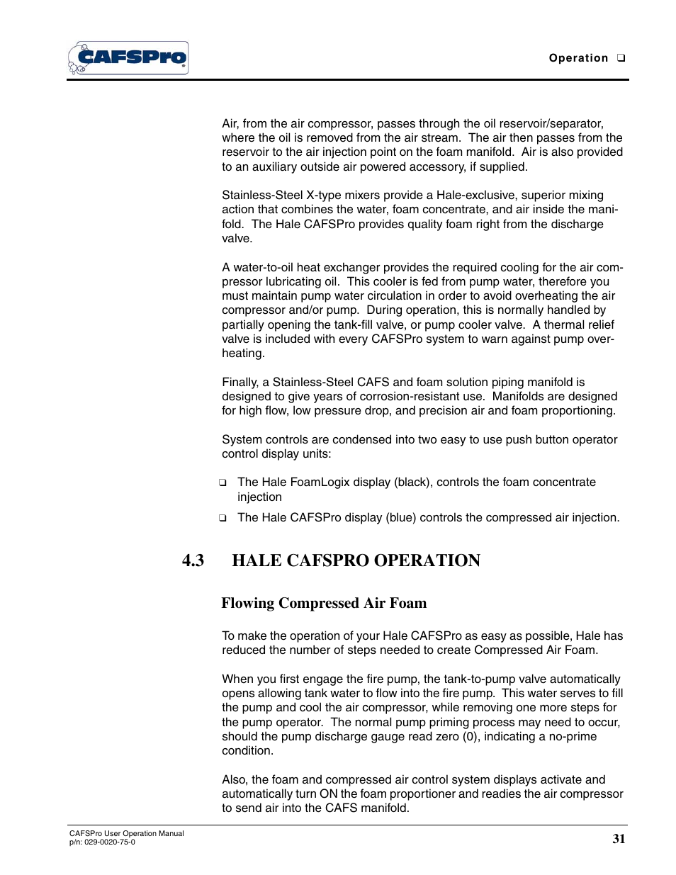 3 hale cafspro operation, Flowing compressed air foam | Hale CAFSPro User Manual | Page 31 / 72